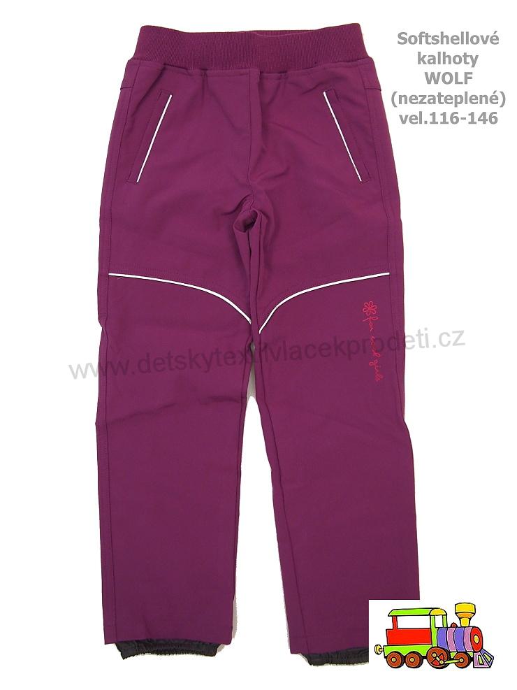 Softshellové kalhoty Wolf nezateplené dívčí B2782 fialové vel.146