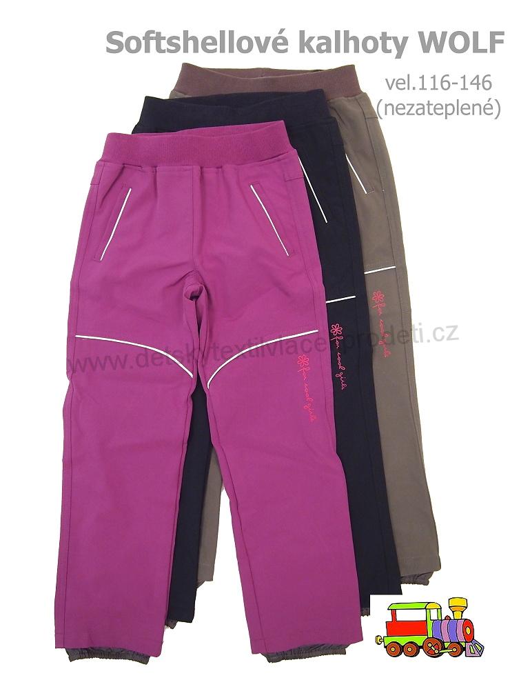 Softshellové kalhoty Wolf nezateplené dívčí B2782 fialové vel.146
