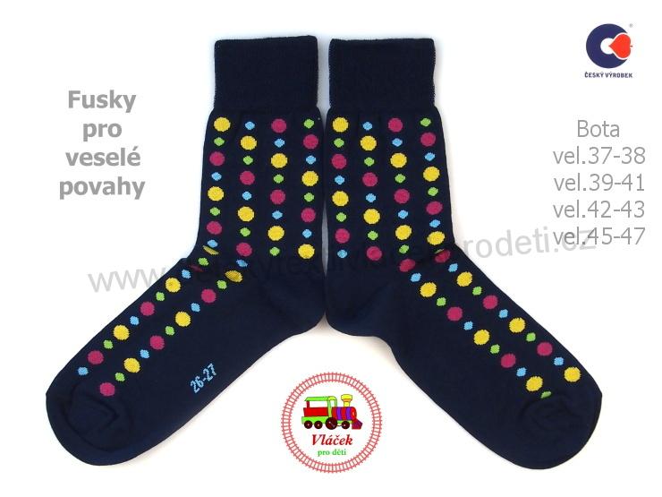 Ponožky bavlněné Petr modré s barevným puntíkem vel.boty 35-38