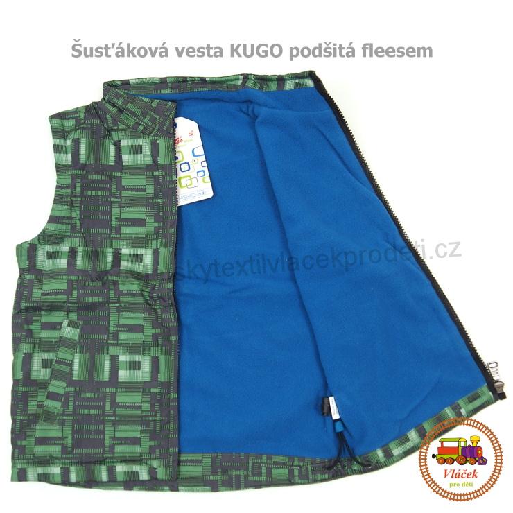 Vesta podšitá fleesem Kugo B1208 zelené káro vel.110