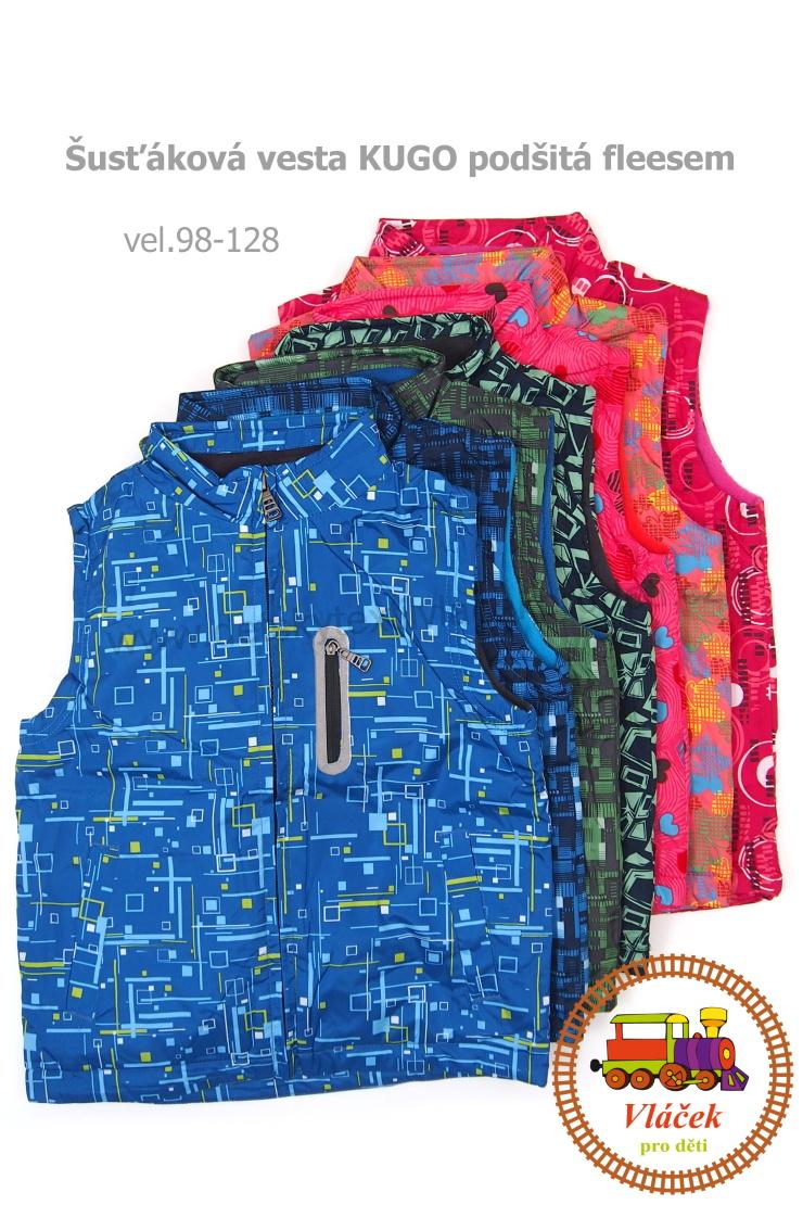 Vesta podšitá fleesem Kugo B1208 modré káro vel.110