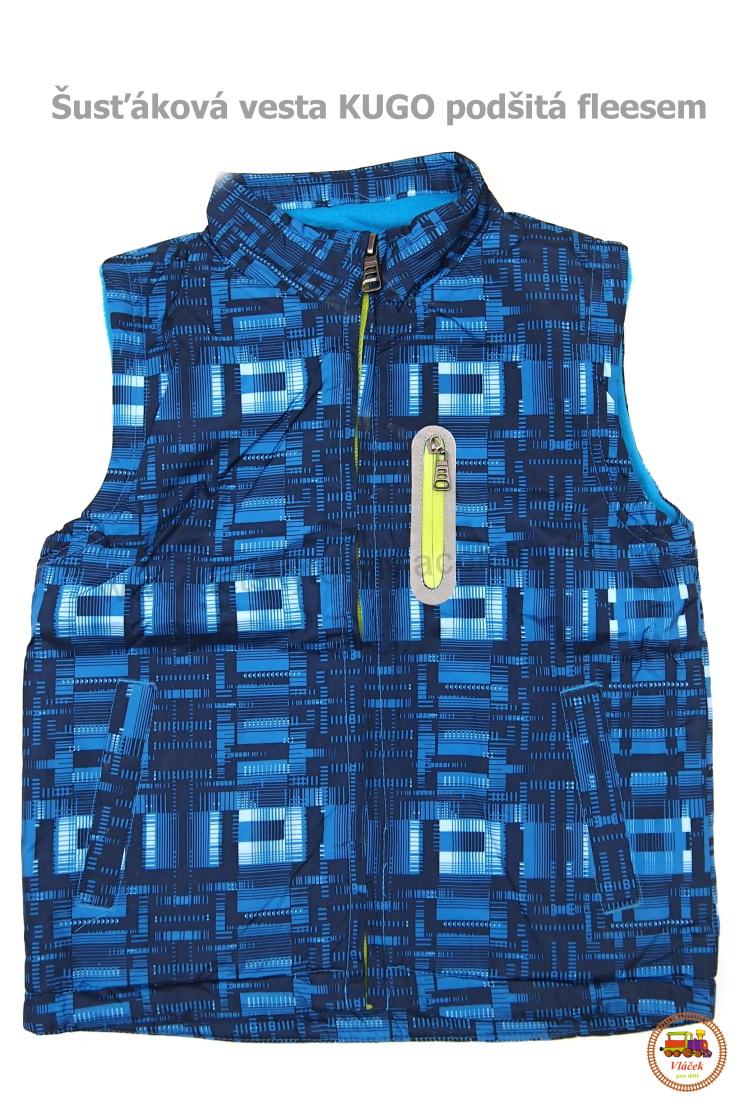 Vesta podšitá fleesem Kugo B1208 modré káro vel.110