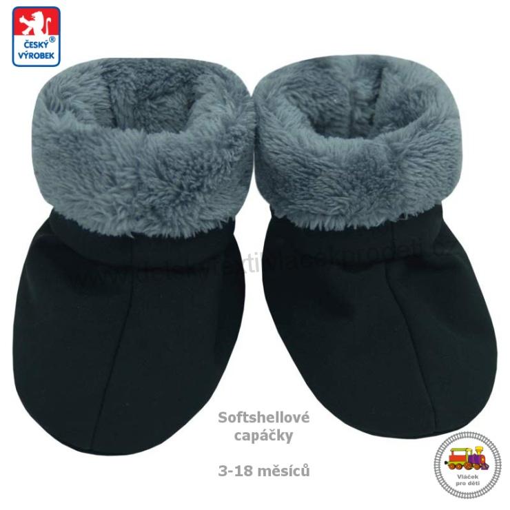 Capáčky softshellové s chlupem č.17 vel.1 černá/šedá (3-12měs)
