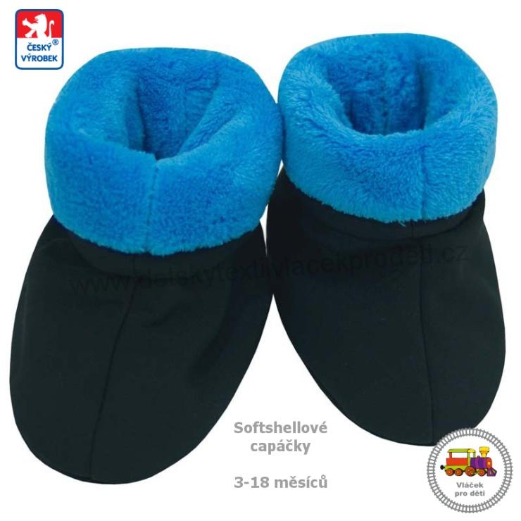 Capáčky softshellové s chlupem č.17 vel.1 černá/šedá (3-12měs)