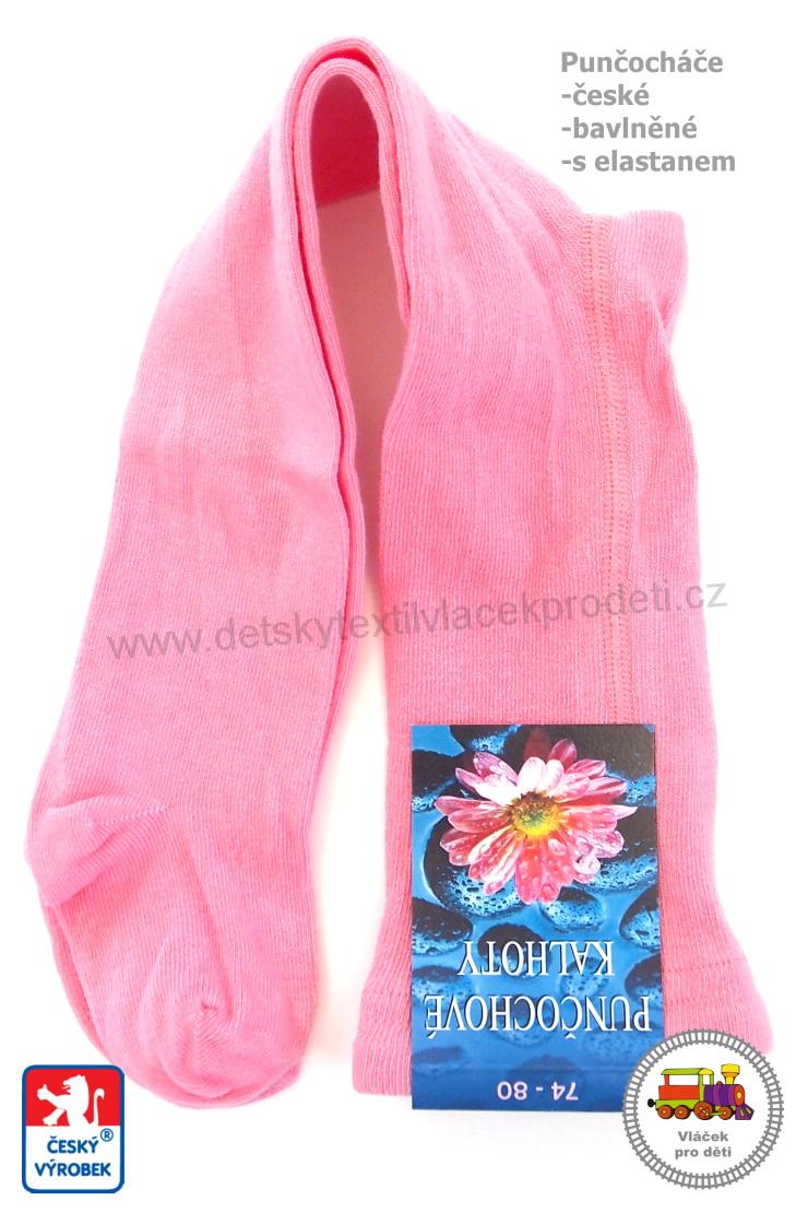 Punčocháče bavlněné s elastanem růžové vel. 80-86