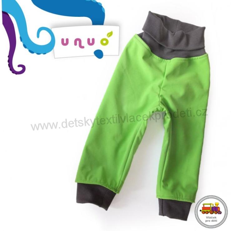 Kalhoty softshellové batole UNUO NEW černé + reflexní obrázek Evžen vel. 74-80