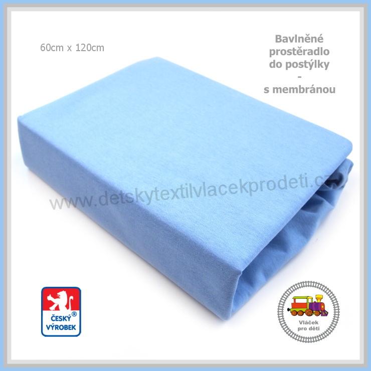 Bavlněné prostěradlo s membránou do postýlky Dekoratex /M 7/barva žlutá 60x120cm