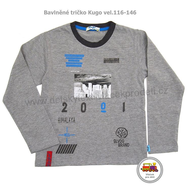 Tričko chlapecké Kugo M8806 světle šedé vel.122