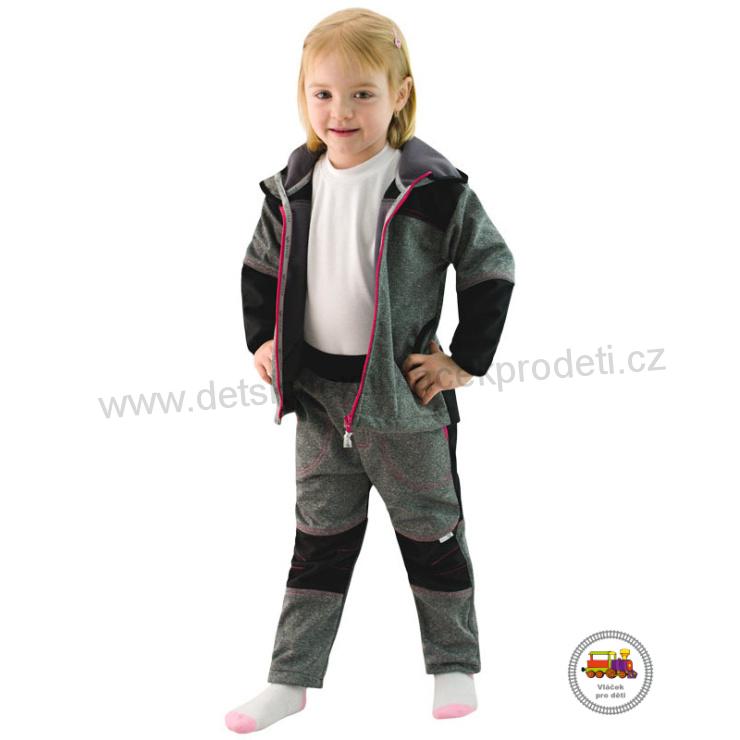 Dětská softshellová bunda Esito šedá s růžovým zipem vel. 92