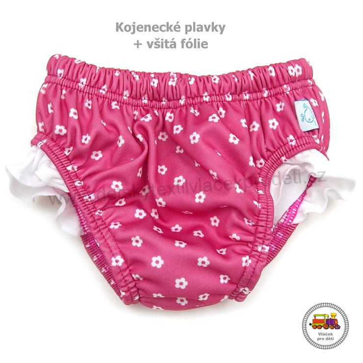 Dívčí kojenecké plavky Little Stars /21/ růžové s kytičkou vel. 74-80