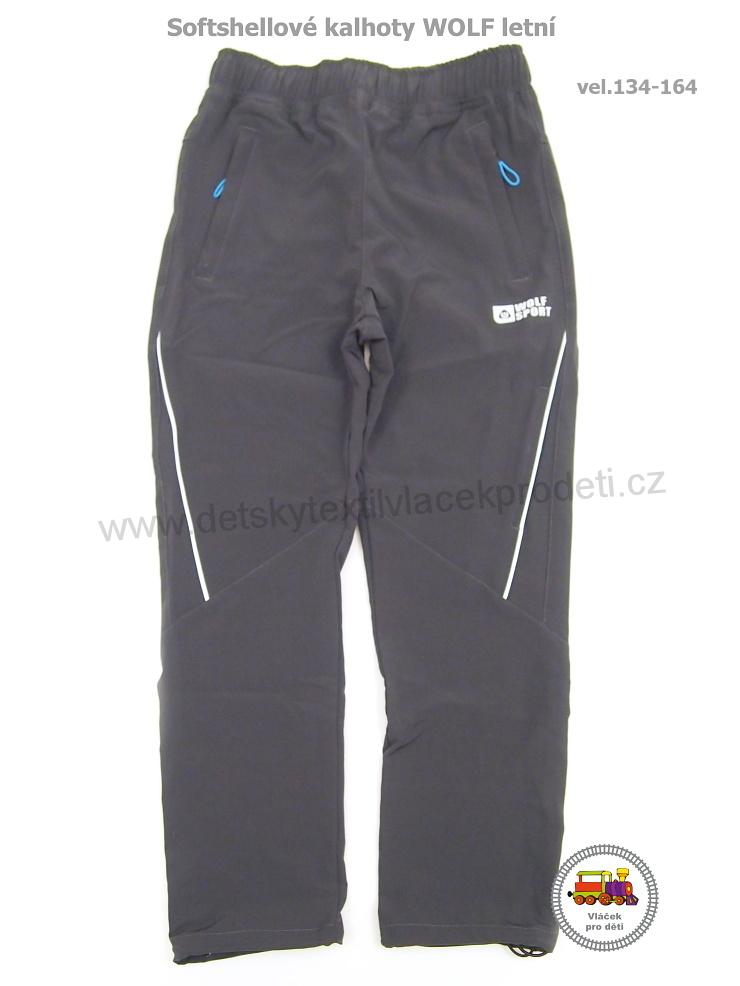 Softshellové kalhoty letní Wolf B2087 šedé s modrým zipem vel.146