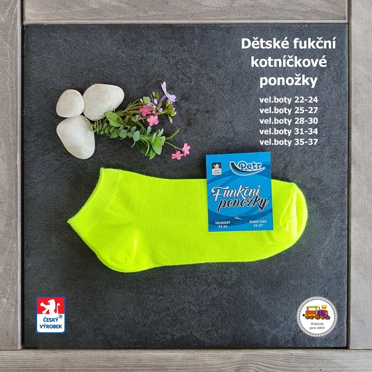 Dětské funkční kotníčkové ponožky Petr /865/ neonově žluté vel.31-34