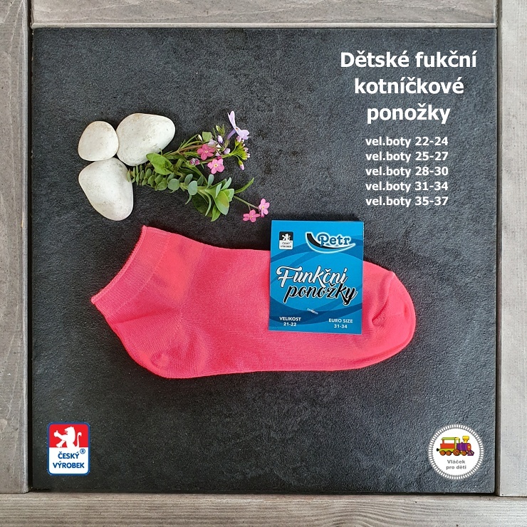 Dětské funkční kotníčkové ponožky Petr /860/ neonově tmavě růžové vel.31-34