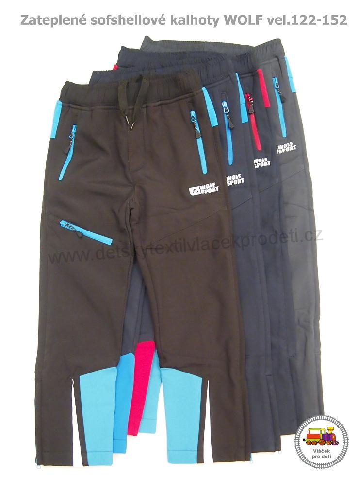 Softshellové kalhoty zateplené Wolf B2095 modré s růžovou vel.122