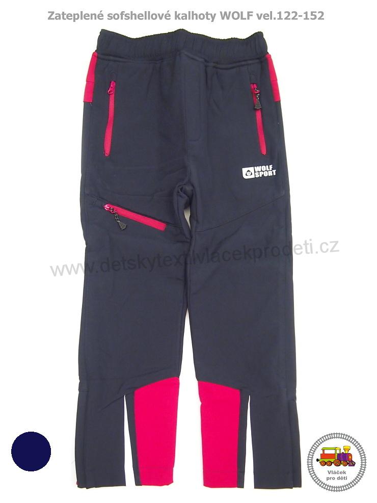 Softshellové kalhoty zateplené Wolf B2095 modré s růžovou vel.122
