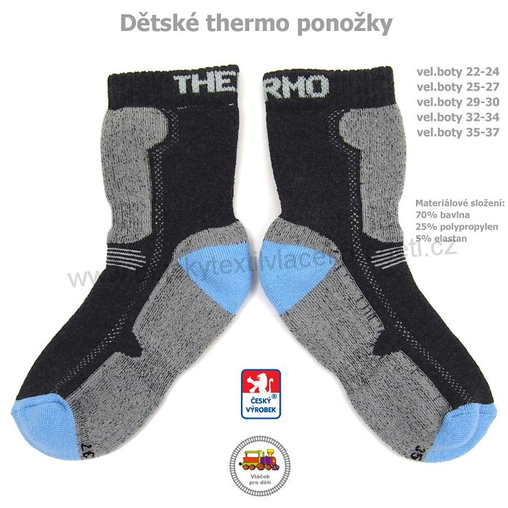 Thermo ponožky dětské české Petr /88/ tmavší šedé s modrou patou vel.32-34