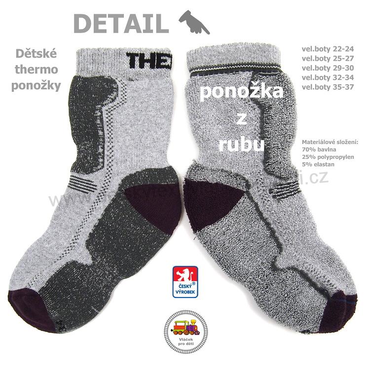 Thermo ponožky dětské české Petr /76/ světlejší šedé s vínovou patou vel.22-24