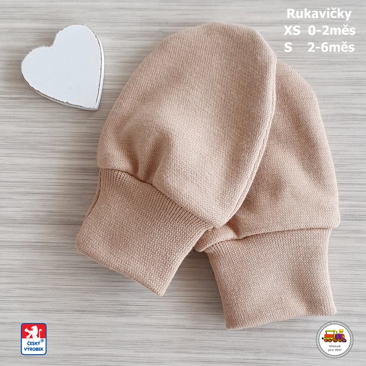 Bavlněné rukavičky Spark /680/ kolekce Srdíčko béžové vel.XS (0-2měs)