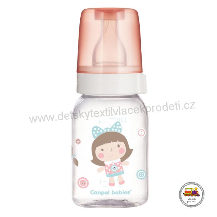 Lahev skleněná s úzkým hrdlem TOYS 120ml 42/202 růžová