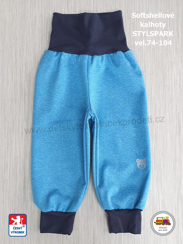 Softshellové kalhoty zateplené STYLSPARK melír modrý vel. 74