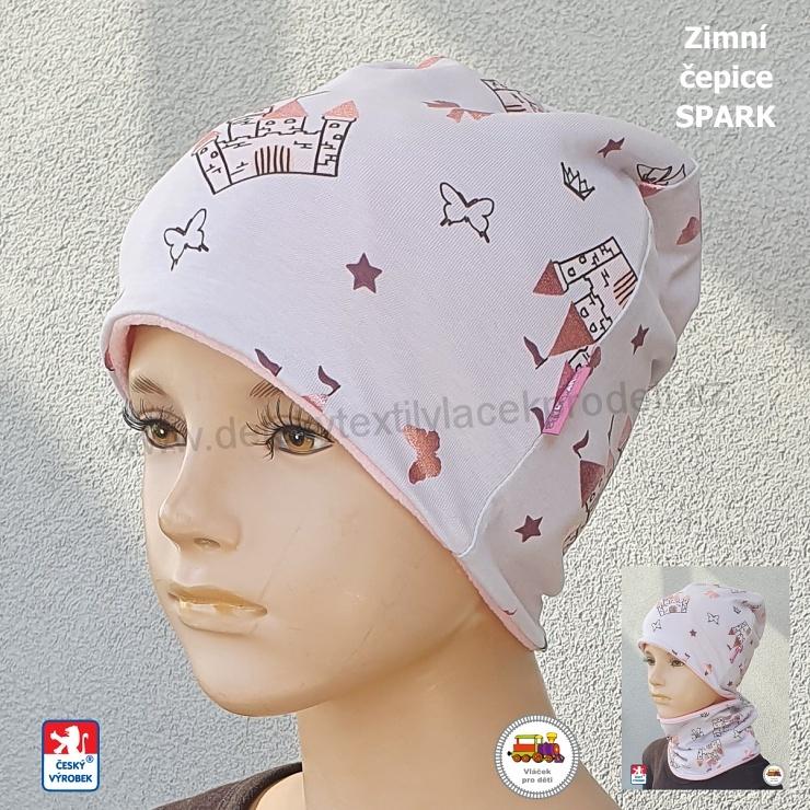 Dětský zimní nákrčník bavlna s fleesem Spark /323/ Zámek na šedé vel.L (1-3roky)