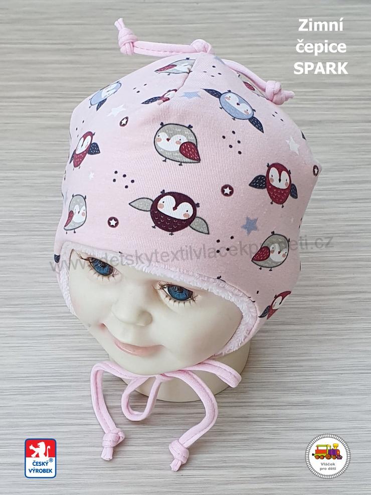 Dětská zimní čepice Spark /9.731/ Sovička růžová vel.XS (0-2měs)
