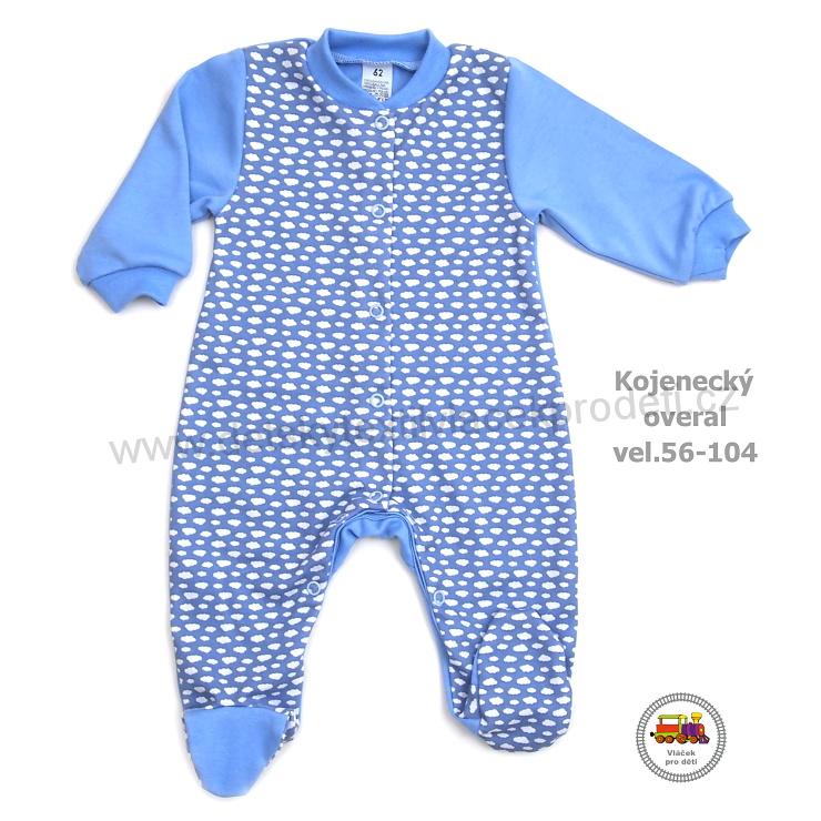 Kojenecký/dětský overal bavlněný /879/ Obláčky bílomodré vel. 62