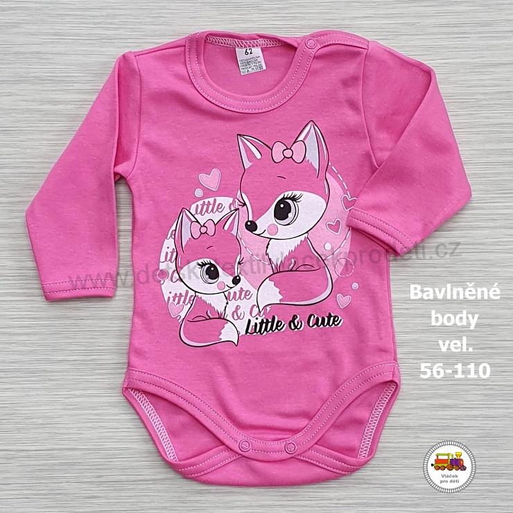 Kojenecké body bavlněné /417/ růžové vel. 62 Lišky