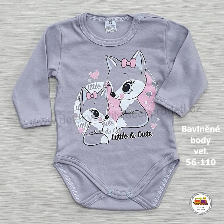 Kojenecké body bavlněné /409/ šedé vel. 74 Lišky