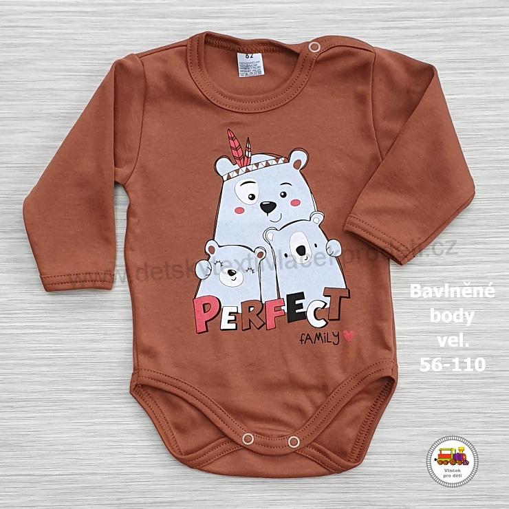 Kojenecké body bavlněné /377/ hnědé vel. 62 Zvířátka