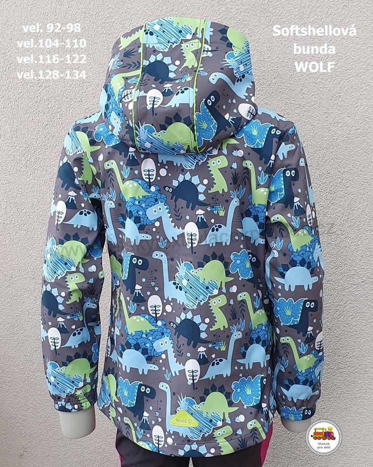 Softshellová bunda nezateplená Wolf B2264 šedá s dinosaury vel.116-122