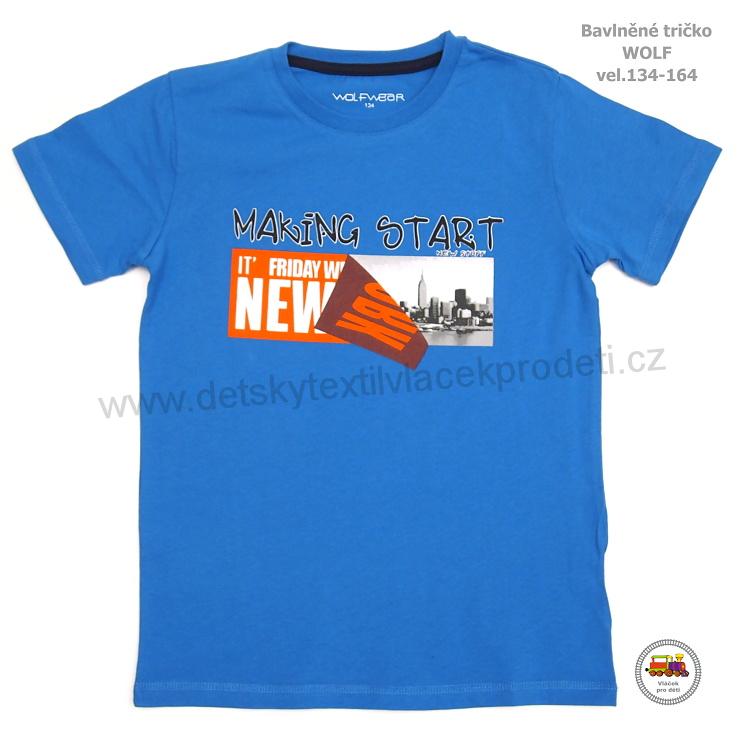 Chlapecké tričko bavlněné Wolf S2203A Making start modré vel.134