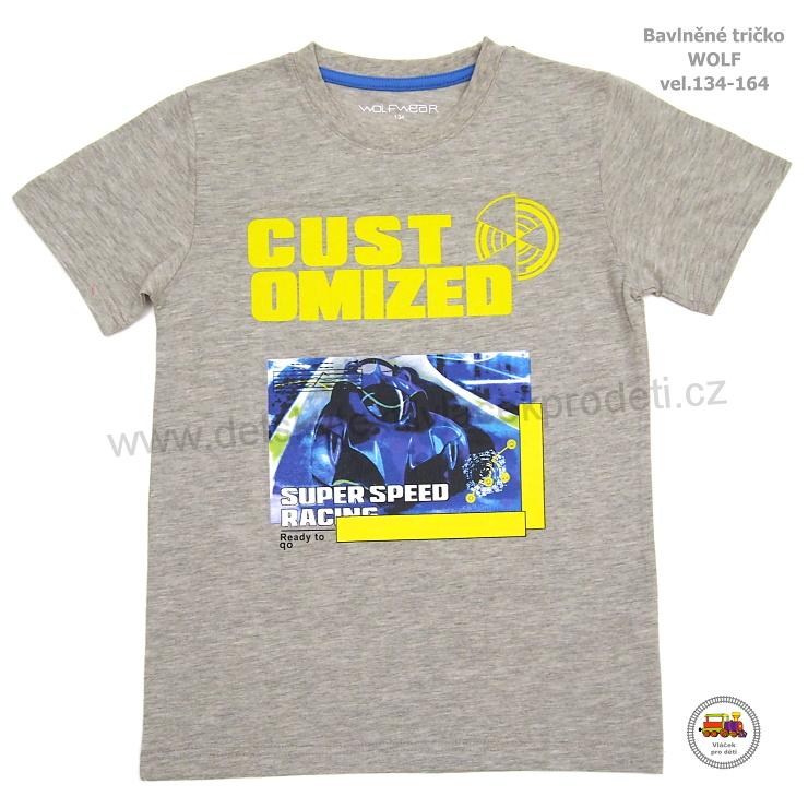 Chlapecké tričko bavlněné Wolf S2203B CUST OMIZED šedé vel.134