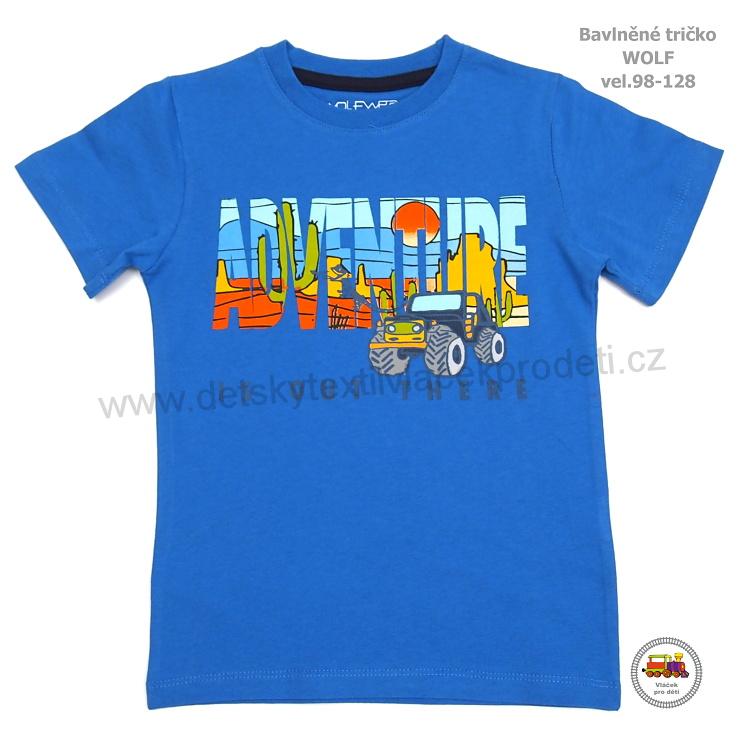 Chlapecké tričko bavlněné Wolf S2201A ADVENTURE modré vel. 98