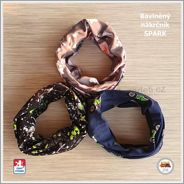Dětský nákrčník bavlněný Spark /306/ Růžička na šedé vel. L (1-3roky)