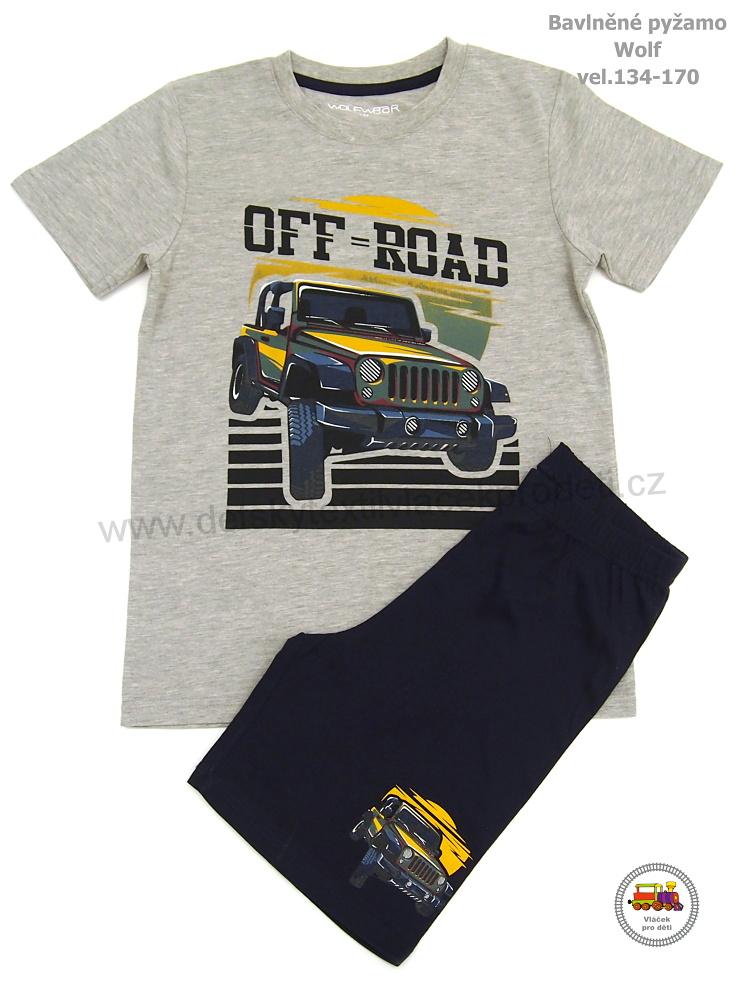 Chlapecké pyžamo letní Wolf S22262B OFF ROAD šedé vel.140