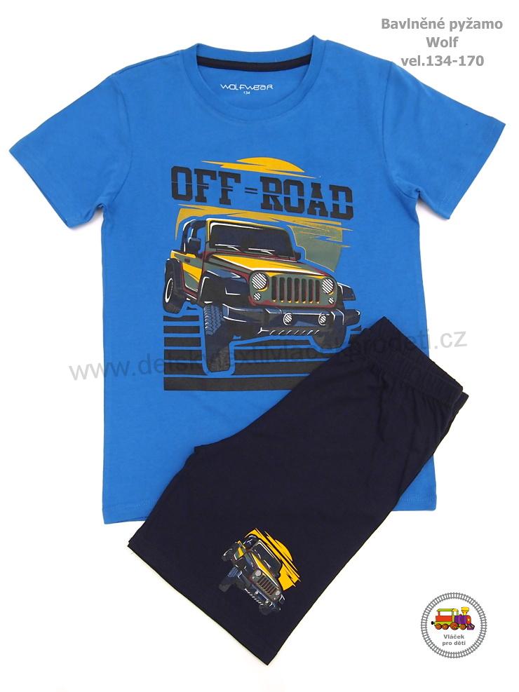 Chlapecké pyžamo letní Wolf S22262B OFF ROAD modré vel.140