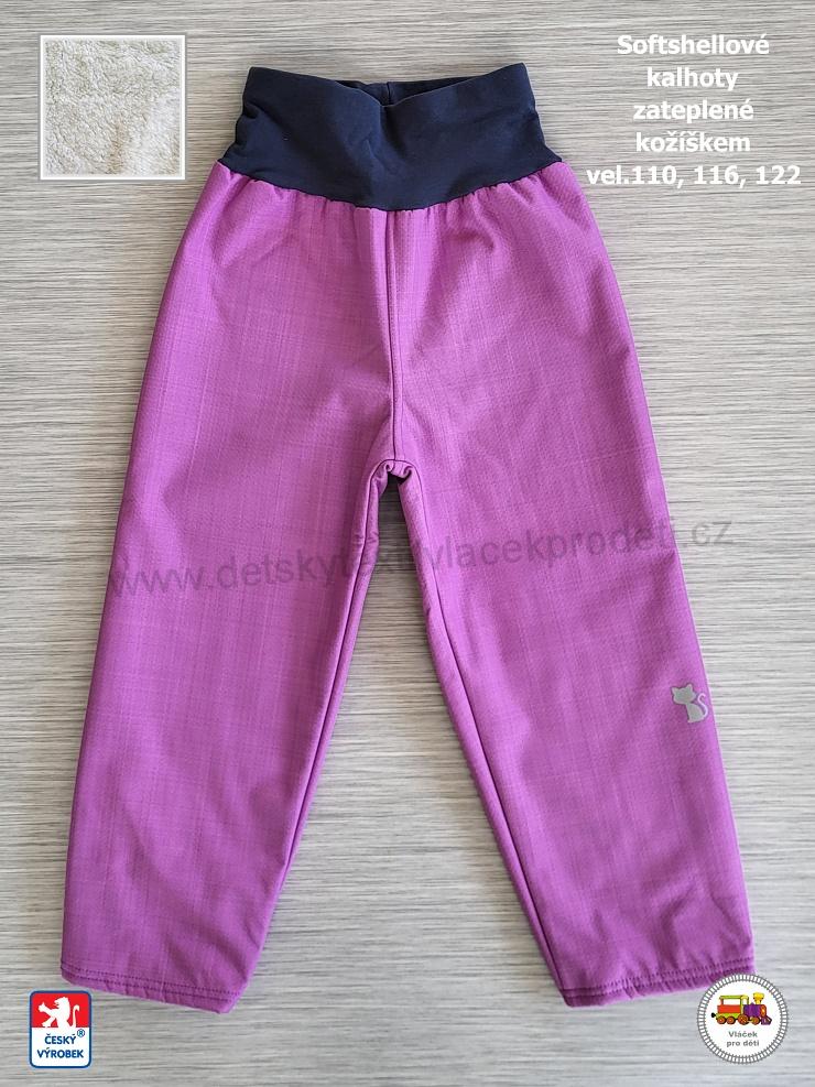 Softshellové kalhoty zateplené kožíškem STYLSPARK růžové vel.116
