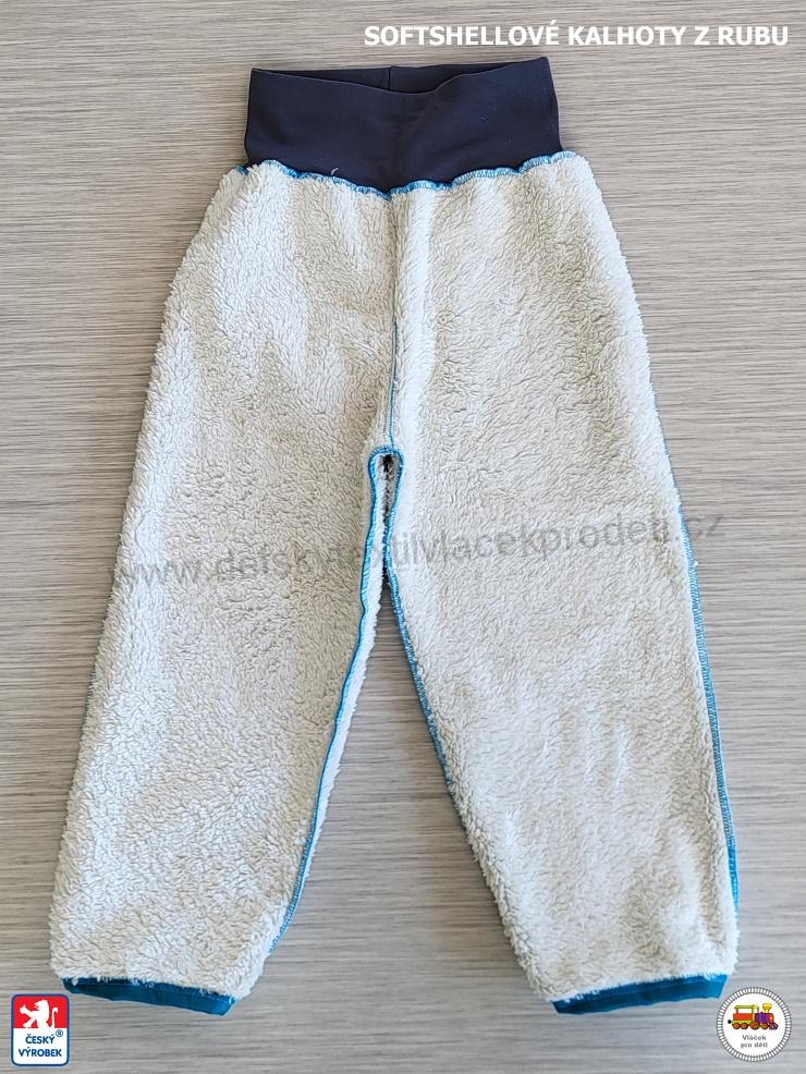 Softshellové kalhoty zateplené kožíškem STYLSPARK petrolejové vel.110