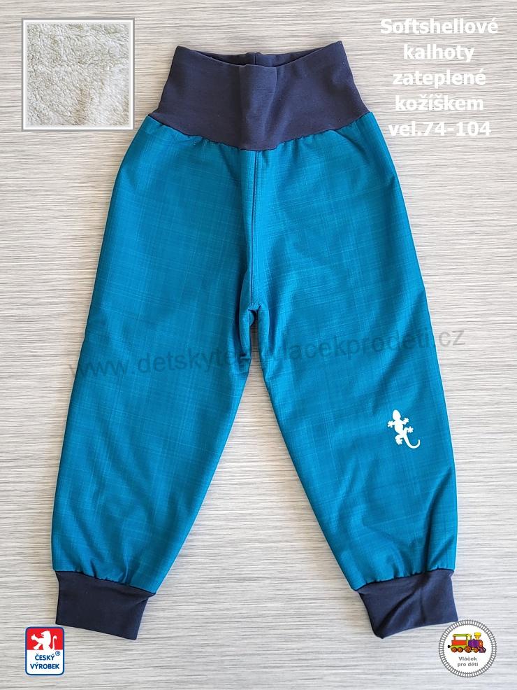Softshellové kalhoty zateplené kožíškem STYLSPARK petrolejové vel. 74