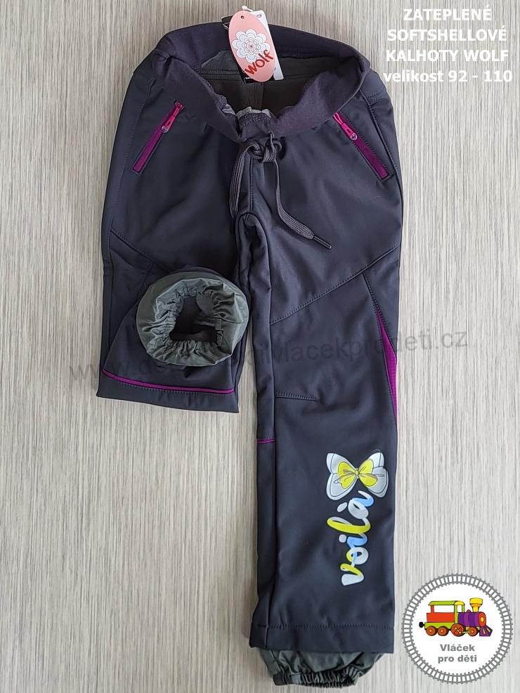 Softshellové kalhoty zateplené dívčí Wolf B2291 šedé vel. 92