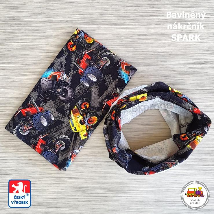 Bavlněná čepice Spark /9.653/ Monster truck na černé vel.L (1-3let)