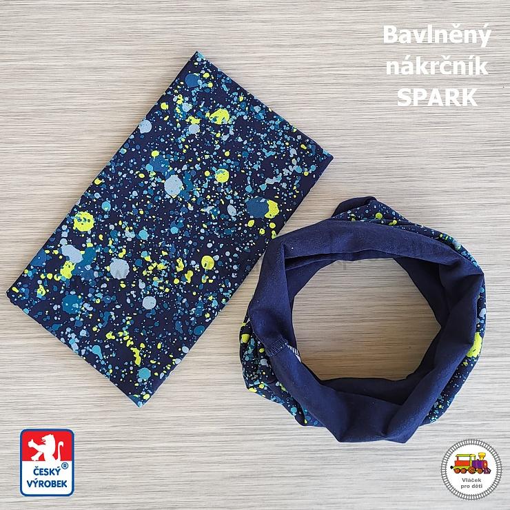 Bavlněná čepice Spark dlouhá /9.618/ Kaňky na modré vel.XL (3-6let)