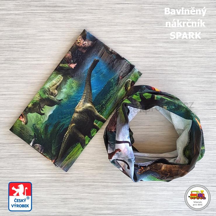 Bavlněná čepice Spark dlouhá /9.608/ Dinosaurus v zelené jungli vel.L (1-3let)
