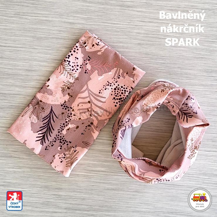 Bavlněná čepice Spark dlouhá /9.596/ Lístky na starorůžové vel.L (1-3let)