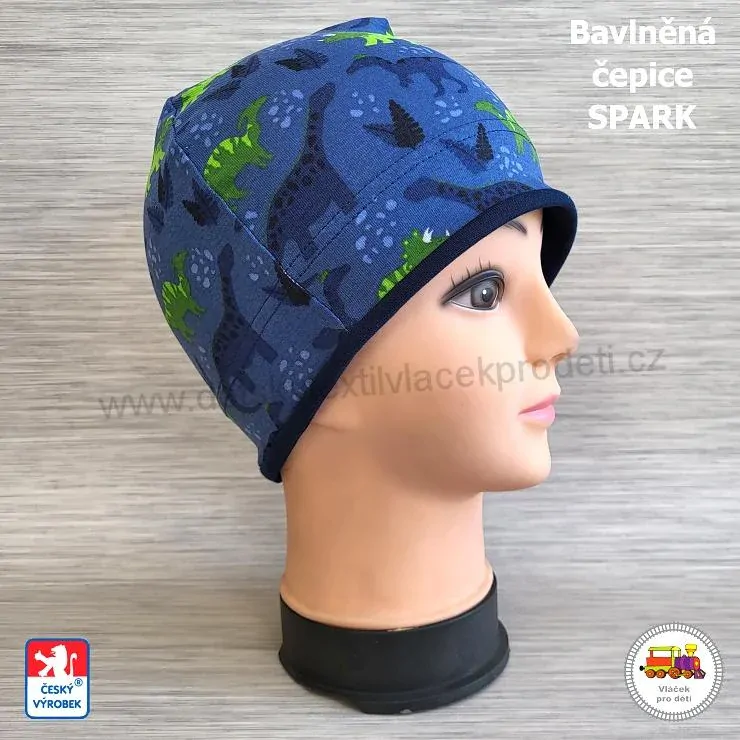 Dětský nákrčník bavlněný Spark /294/ Dinosaurus na modré vel. L (1-3 let)