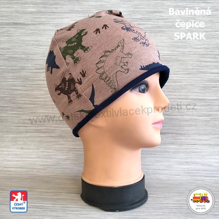 Dětský nákrčník bavlněný Spark /288/ Dinosaurus na hnědé vel. L (1-3 let)