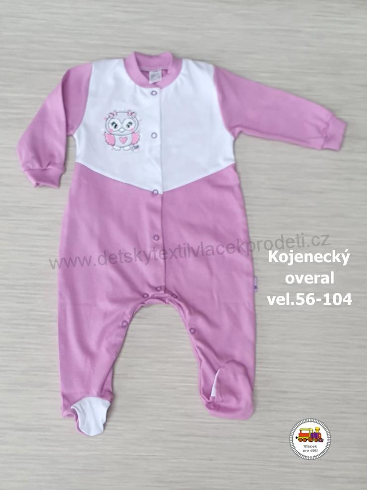 Kojenecký/dětský overal bavlněný /804/ Sovička na fialové vel. 86