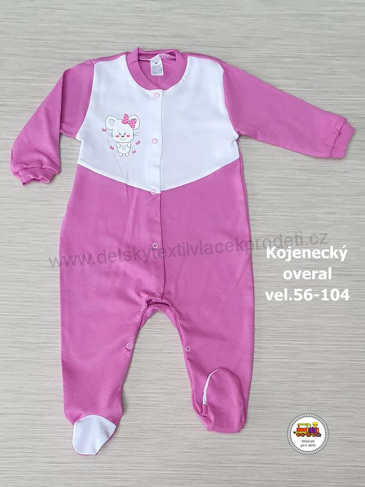 Kojenecký/dětský overal bavlněný /795/ Myška na sytě fialové vel. 80