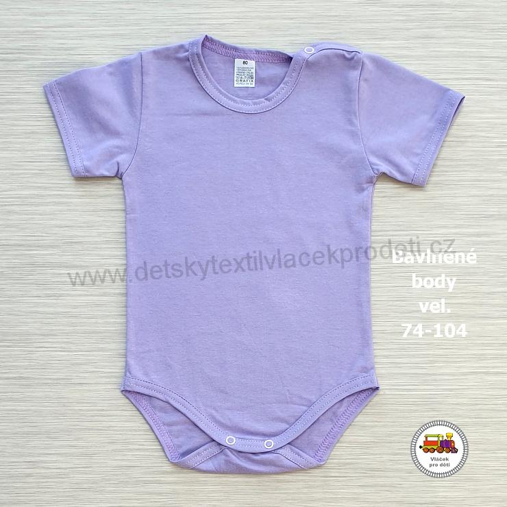 Kojenecké body bavlněné /95/ Fialkové krátký rukáv vel. 74